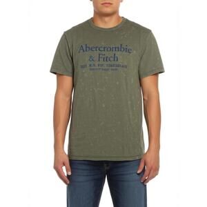 Abercrombie & Fitch Tee M Olive Distressed Faded Graphic Vintage